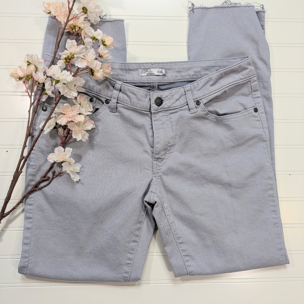 Prana Lavender Raw Hem Straight Crop Jeans